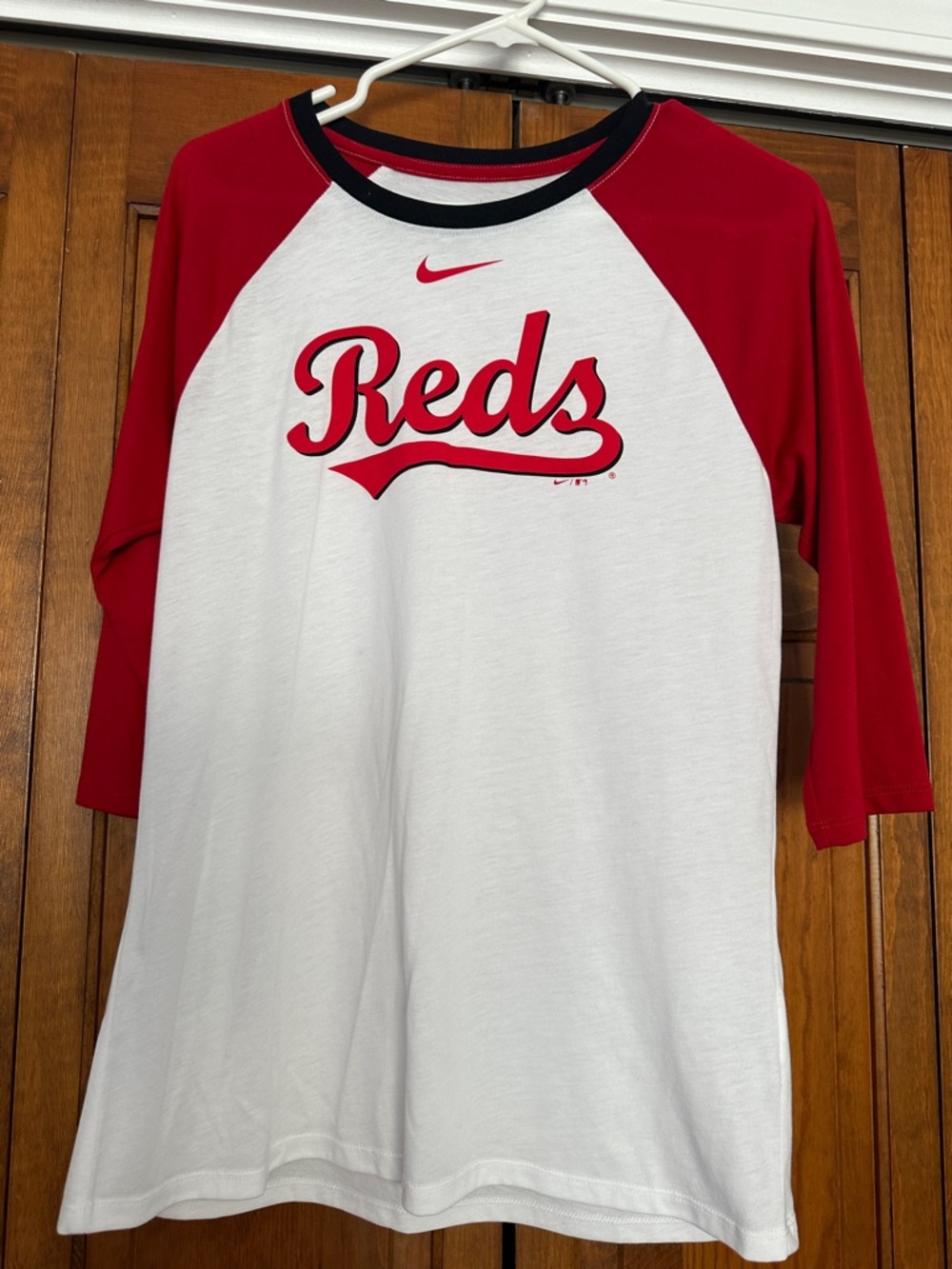 Nike Kids White and Red 'Reds' Raglan Long Sleeve Tee
